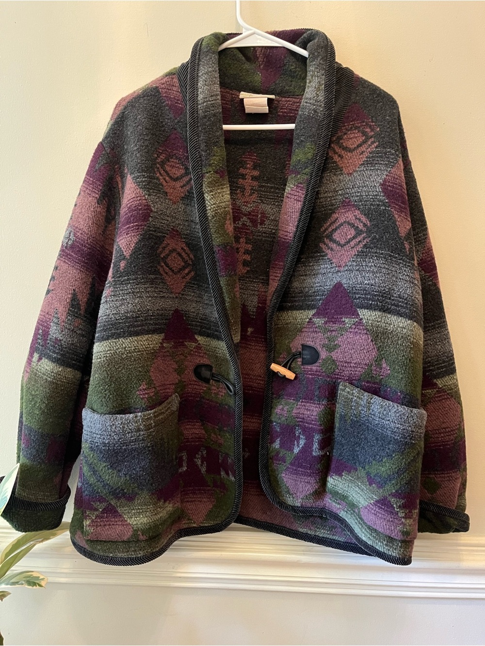 Vintage 90s Coldwater Creek Aztec Western style Jacket size large purple green